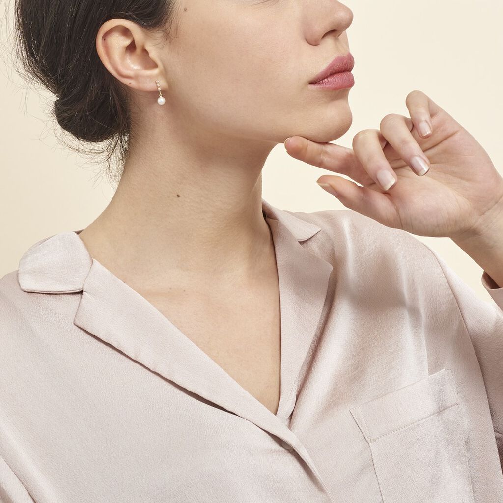 boucles d oreille or jaune perle de culture